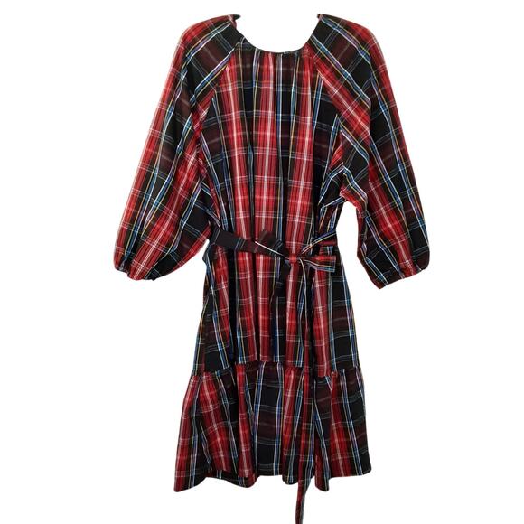 Draper James RSVP LS Bow Back Dress Tartan Plaid 2X Holiday 3/4 Sleeve NWT - Picture 3 of 10